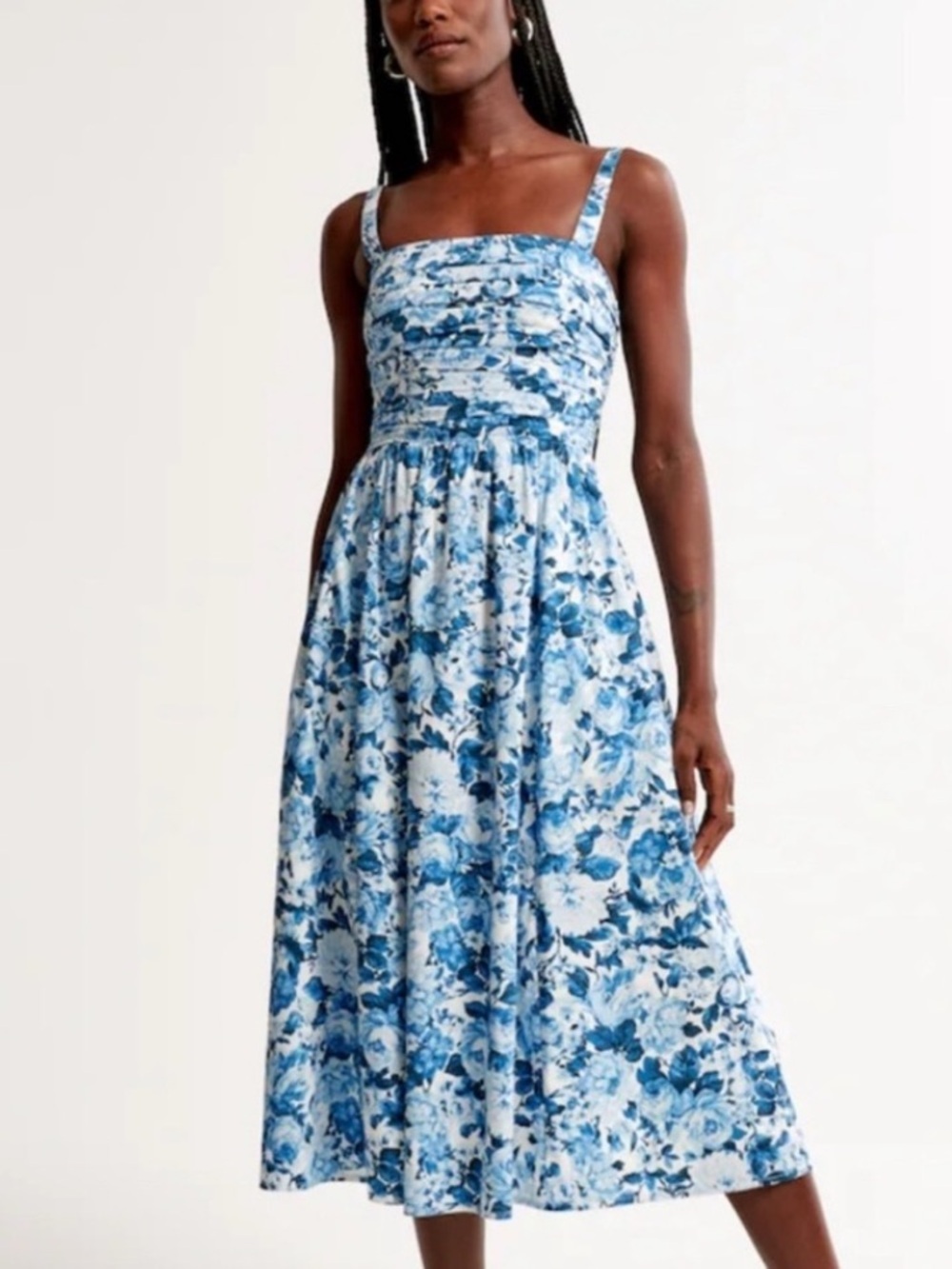 Abercrombie & Fitch Emerson Poplin Blue Midi Dress S NWT
